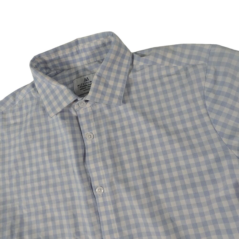 Mizzen+Main Check Plaid Performance Button Up Shirt USA Trim Fit Men's Medium
